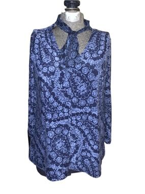 Women's Style & Co. Blue Navy Floral paisley Tunic Top S